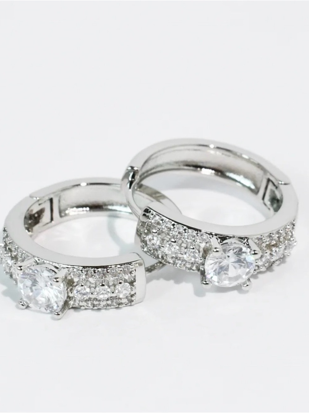 Treasure Jewels Silver CZ Crystal Hoop Earrings NWT Sparkly Statement - Picture 7 of 7